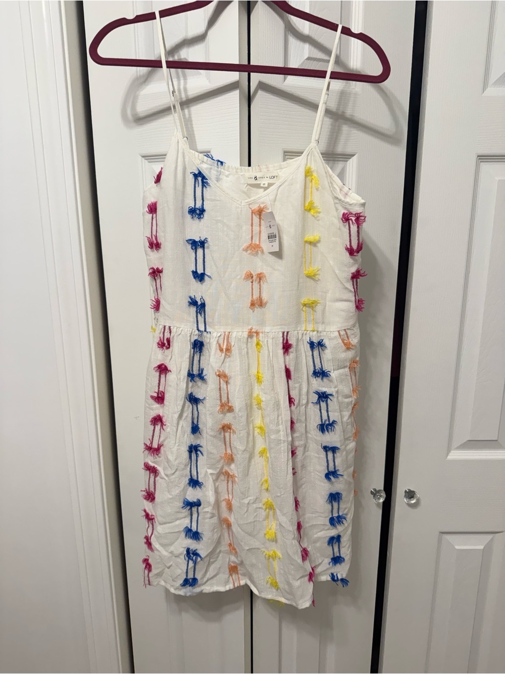 Lou & Grey for LOFT White Multicolor Embroidered Dress – Medium NWT